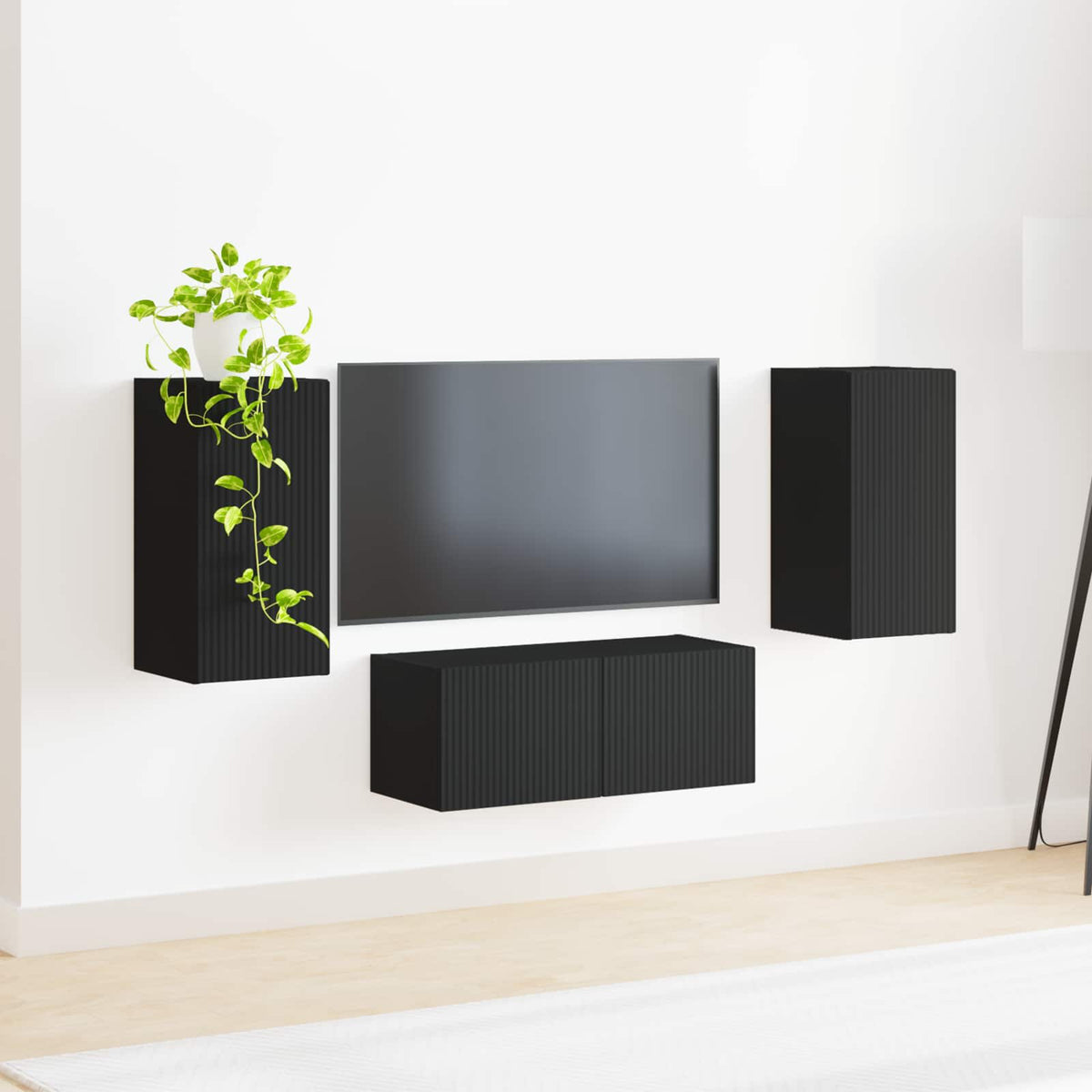 vidaXL TV Cabinet Set 6 pcs Black Engineered Wood 4