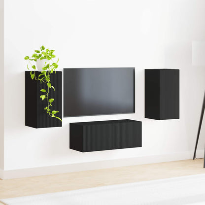 vidaXL TV Cabinet Set 6 pcs Black Engineered Wood 4