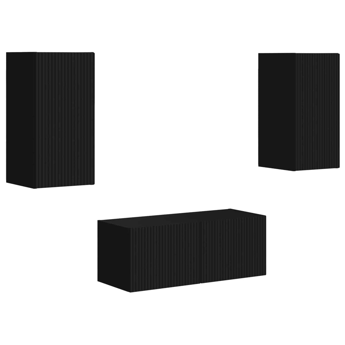 TV Cabinet Set 6 pcs Engineered Wood Black