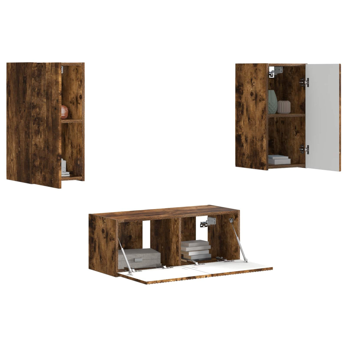 vidaXL TV Cabinet Set 6 pcs Smoked Oak Engineered Wood 3