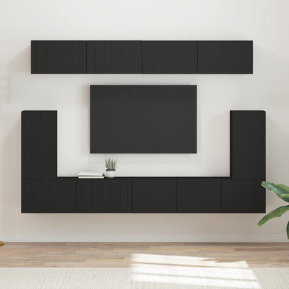 TV Cabinet Set 5 pcs Engineered Wood Black