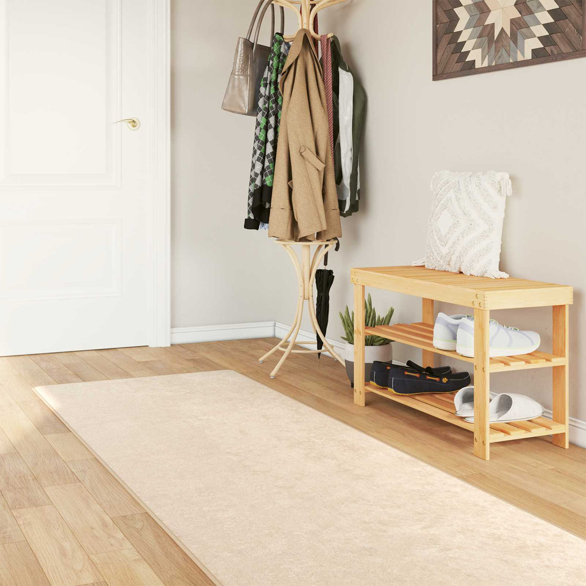 Rug Runner MARSA Polyester and PVC Cream 50 x 100 cm – 100 x 250 cm 80 x 300 cm
