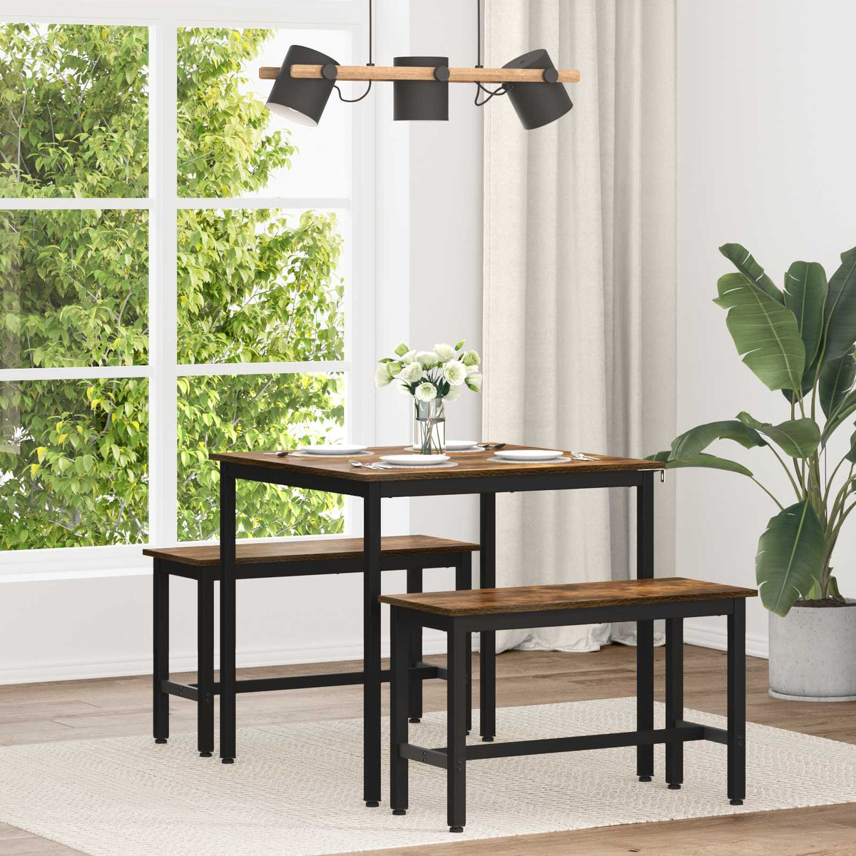 Dining Tables Engineered Wood Smoked Oak 80 cm 80 cm
