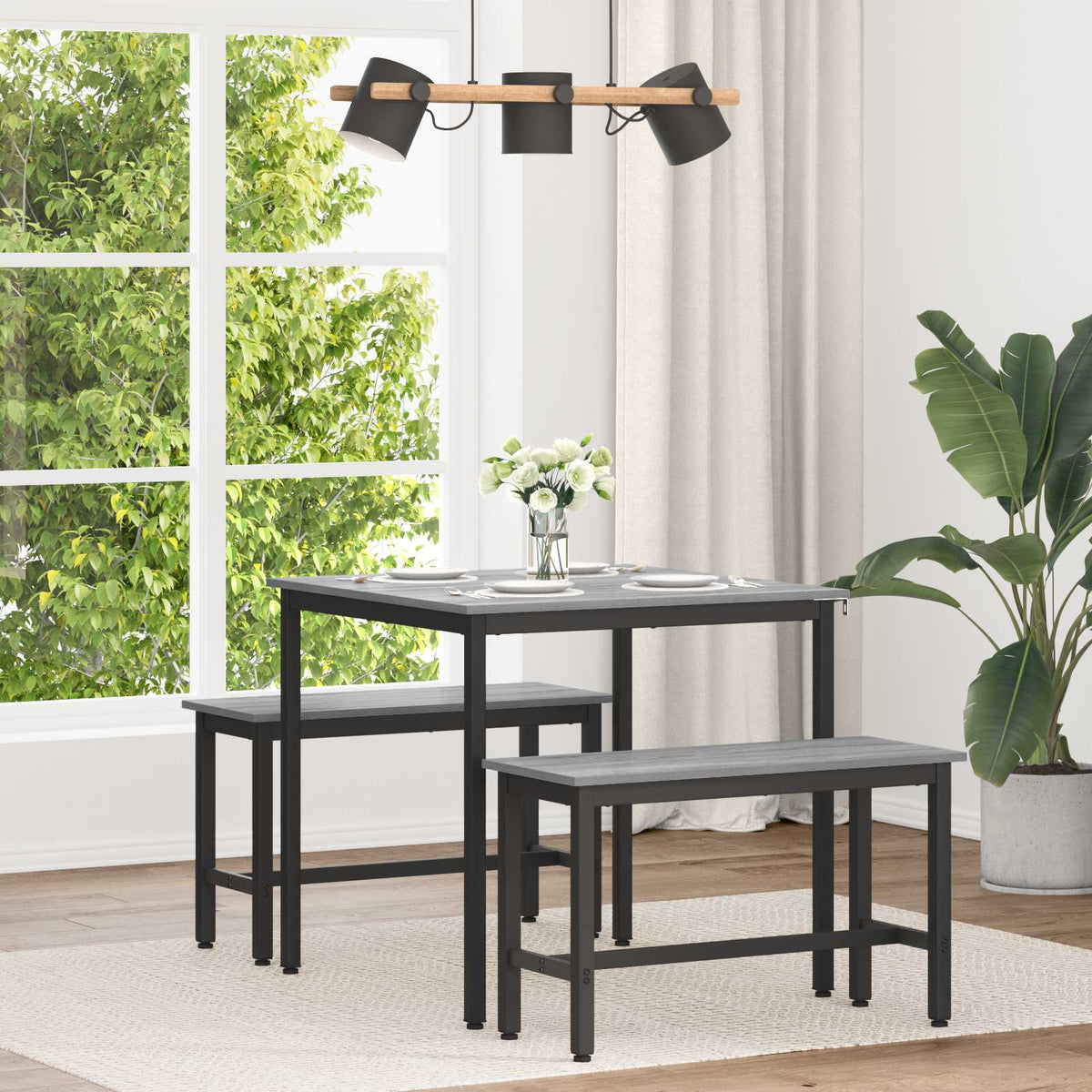 Dining Tables Engineered Wood Grey Sonoma 80 cm 80 cm
