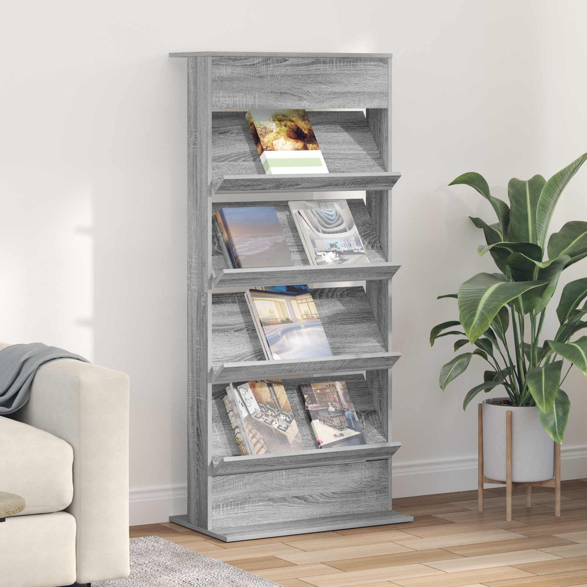 Magazine Rack Engineered Wood Grey sonoma 70 x 41 x 156 cm