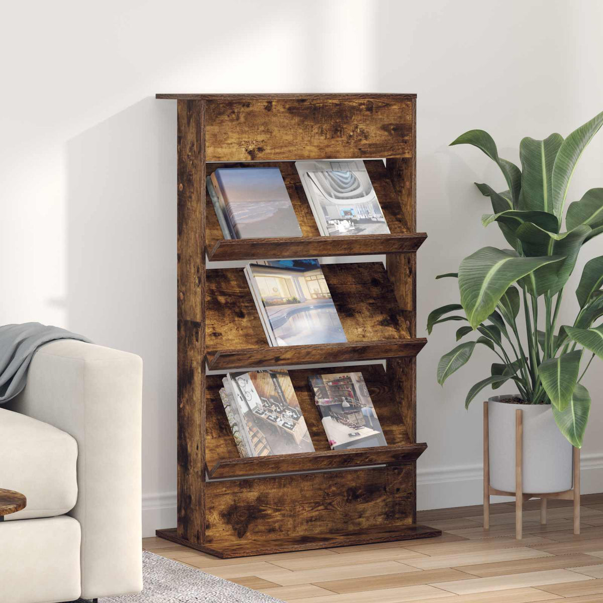 Magazine Rack Engineered Wood Smoked oak 70 x 41 x 126 cm