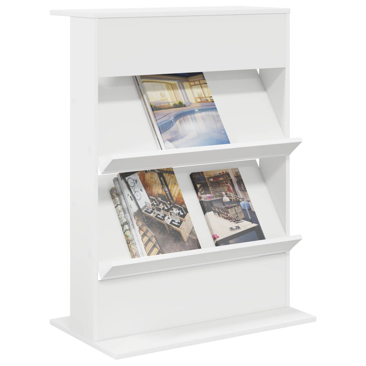 Magazine Rack Engineered Wood White 70 x 41 x 96 cm