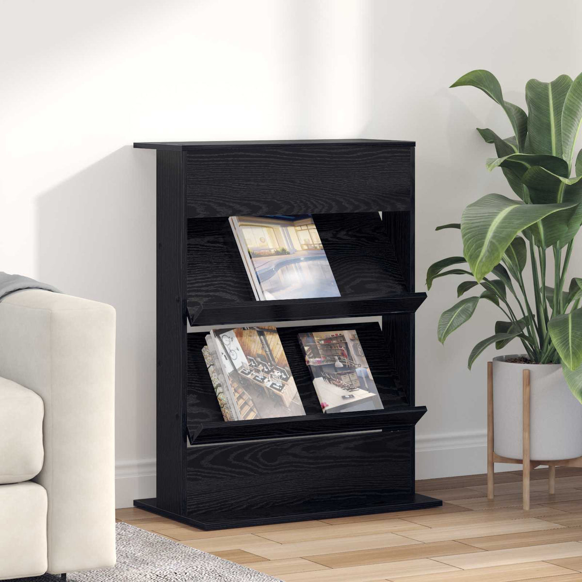 Magazine Rack Engineered Wood Black oak 70 x 41 x 96 cm