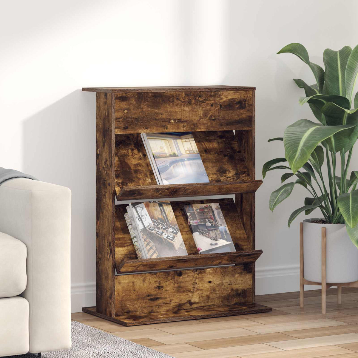Magazine Rack Engineered Wood Smoked oak 70 x 41 x 96 cm