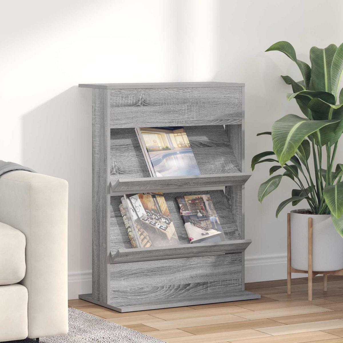 Magazine Rack Engineered Wood Grey sonoma 70 x 41 x 96 cm