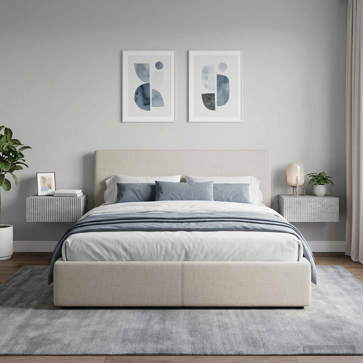 Wall-Mounted Bedside Cabinet 49 x 34.5 x 20 cm Concrete grey