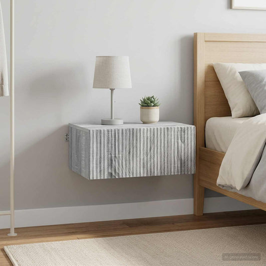 Wall-Mounted Bedside Cabinet 49 x 34.5 x 20 cm Grey sonoma