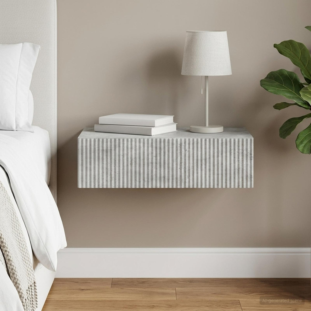 Wall-Mounted Side Table Engineered Wood Concrete grey