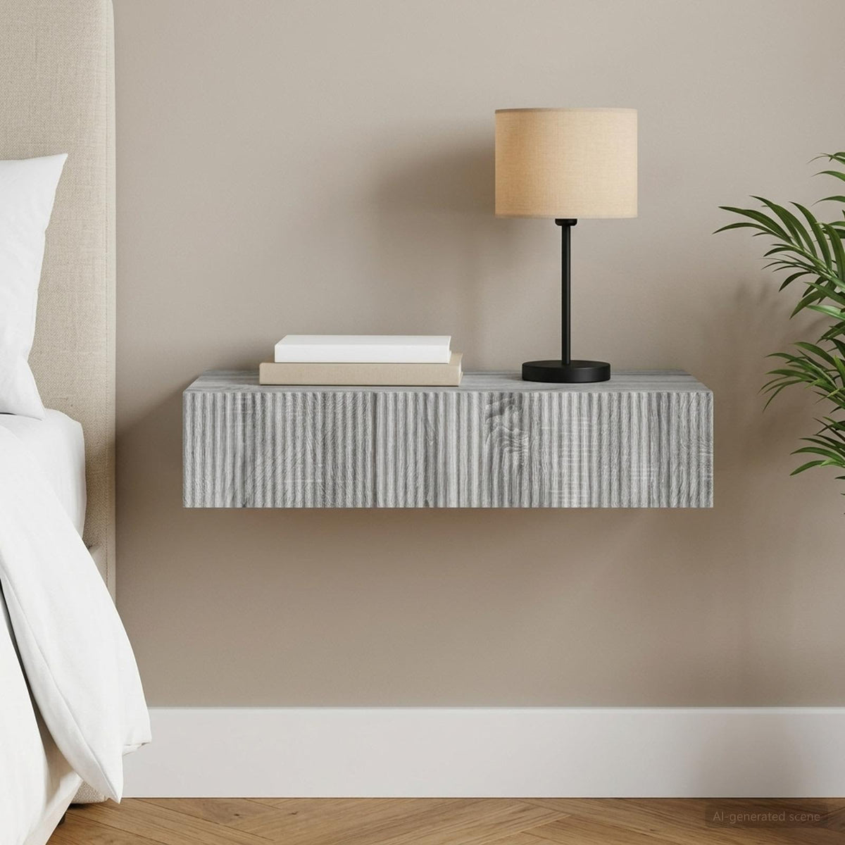 Wall-Mounted Side Table Engineered Wood Grey sonoma