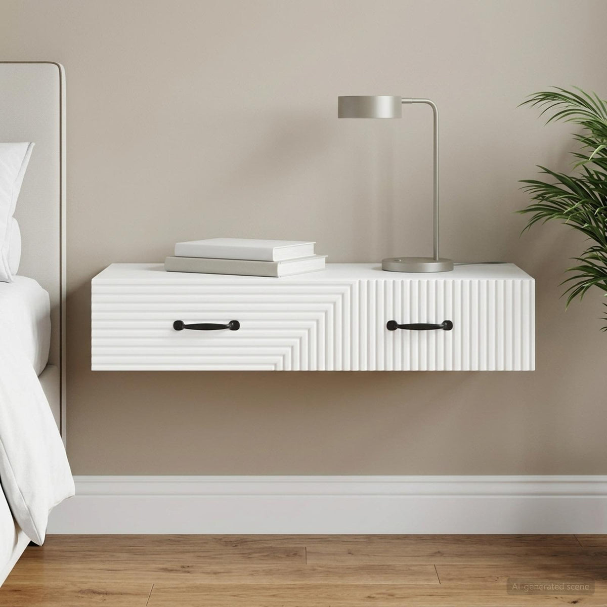 Wall-Mounted Side Table 59 x 34.5 x 17 cm Engineered Wood White