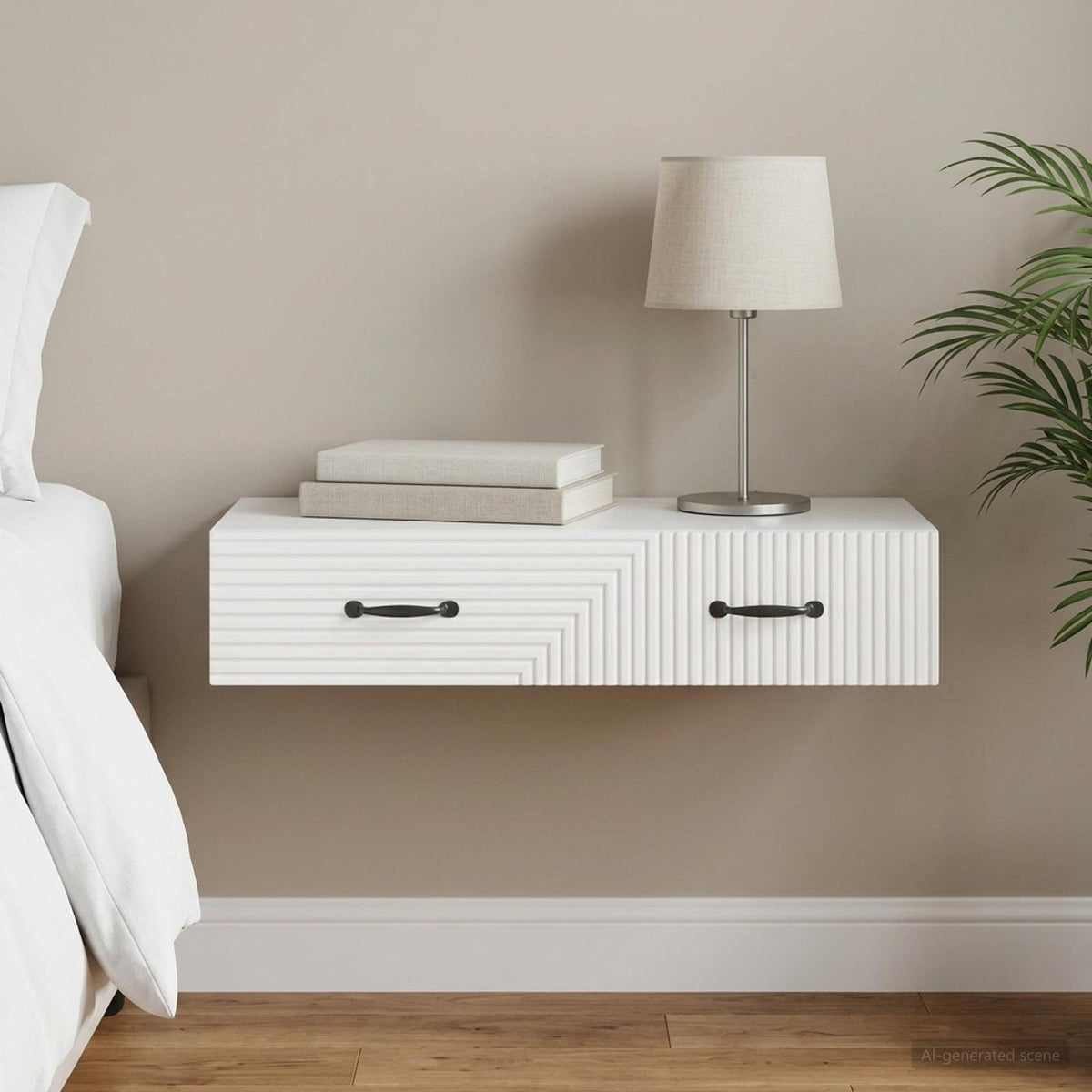 Wall-Mounted Side Table 59 x 34.5 x 17 cm Engineered Wood High gloss white