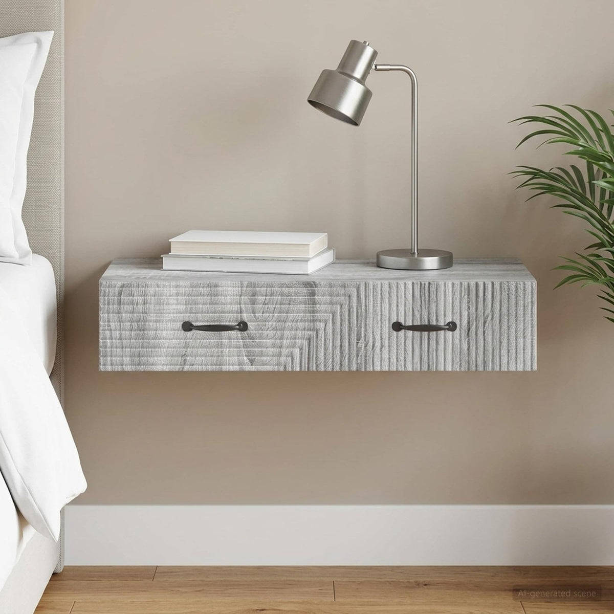 Wall-Mounted Side Table 59 x 34.5 x 17 cm Engineered Wood Grey sonoma