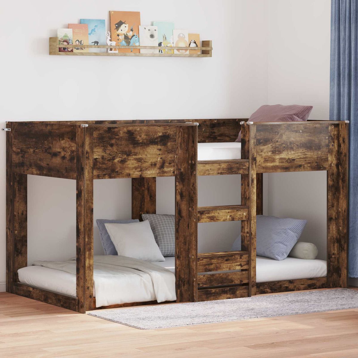 Bunk Bed for Kids Engineered Wood Smoked oak 80 cm 200 cm