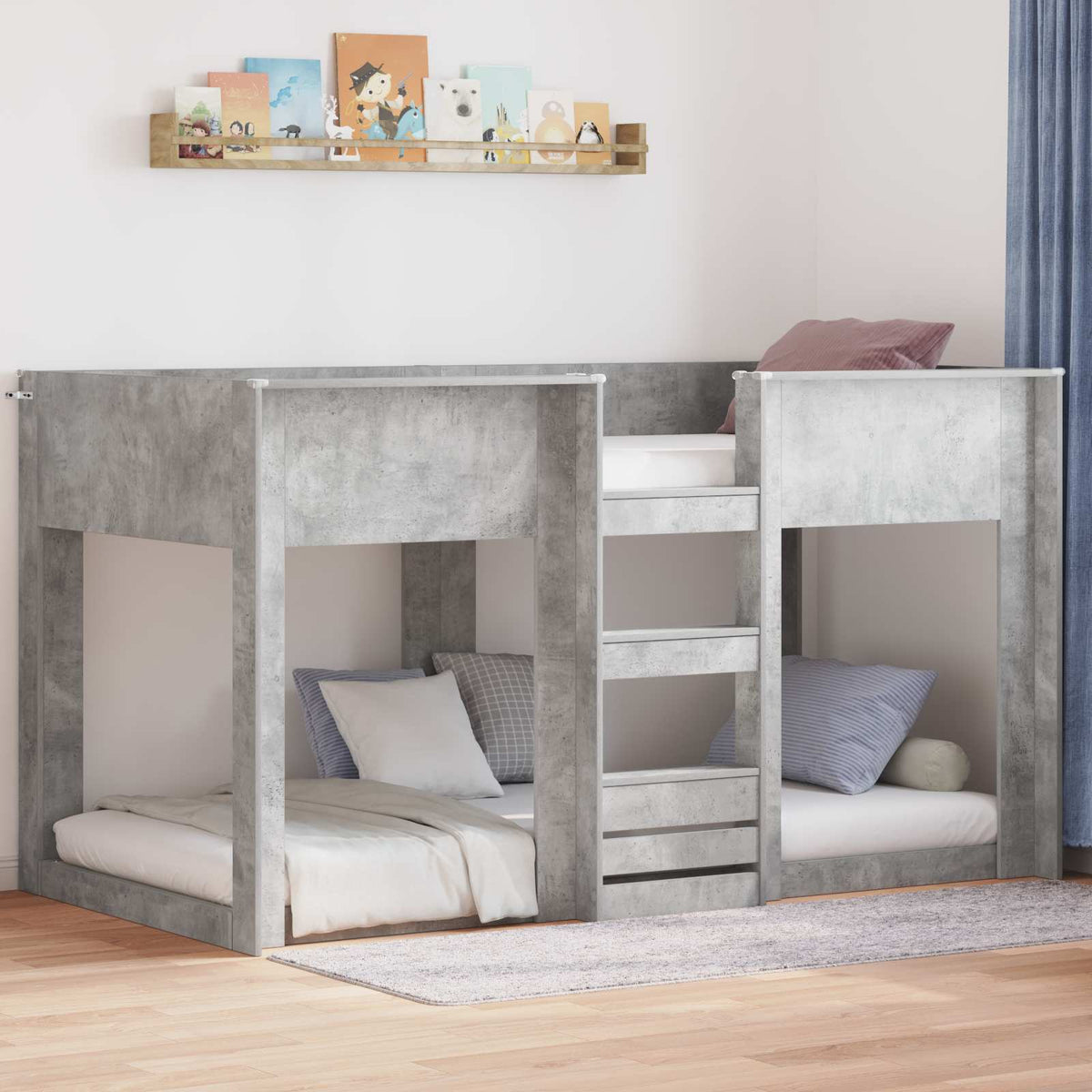 Bunk Bed for Kids Engineered Wood Concrete grey 90 cm 200 cm