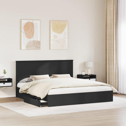 vidaXL Storage Bed Black 200 x 200 cm Engineered Wood 3
