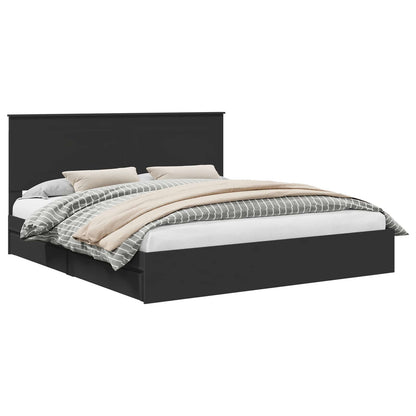 vidaXL Storage Bed Black 200 x 200 cm Engineered Wood 2