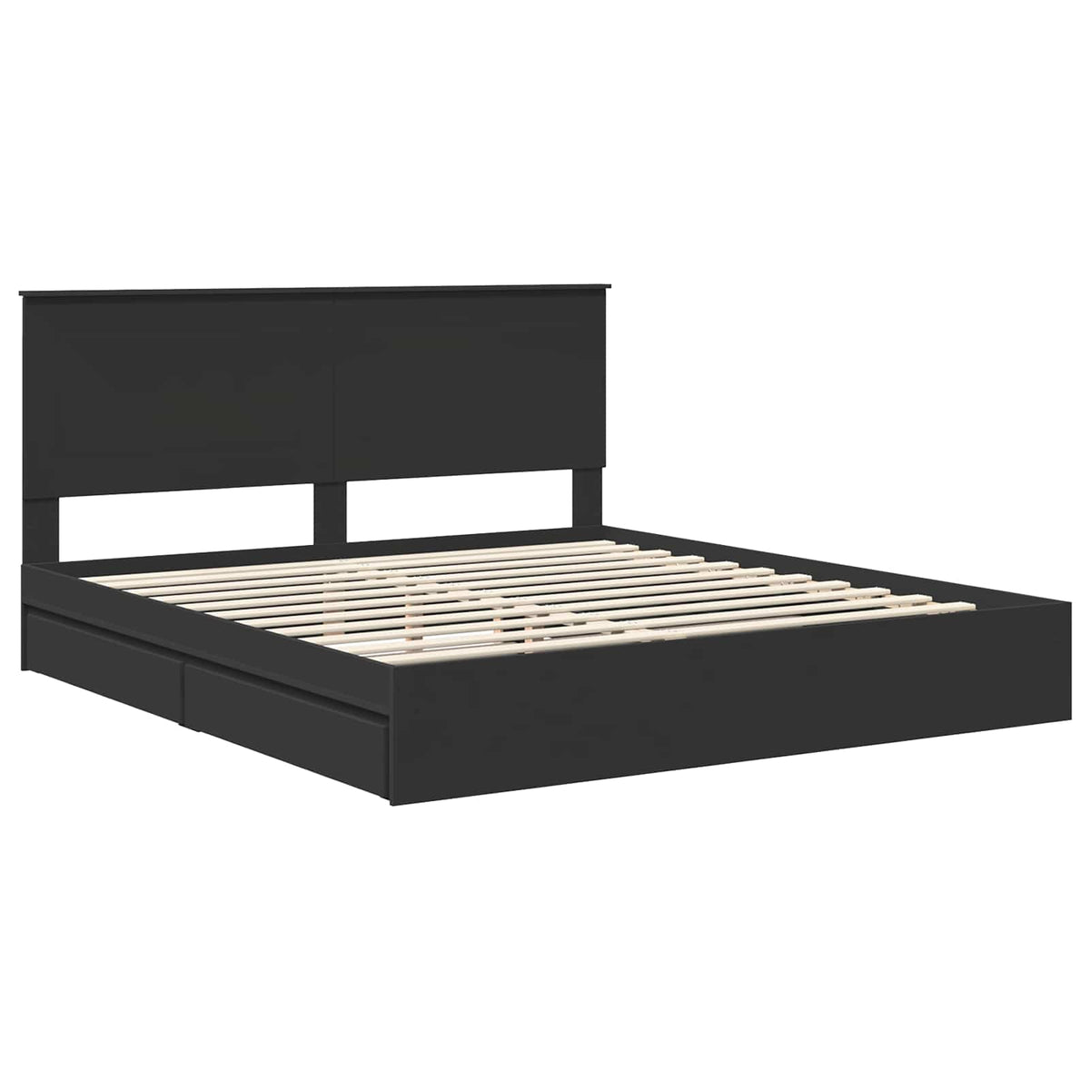 vidaXL Storage Bed Black 200 x 200 cm Engineered Wood 4