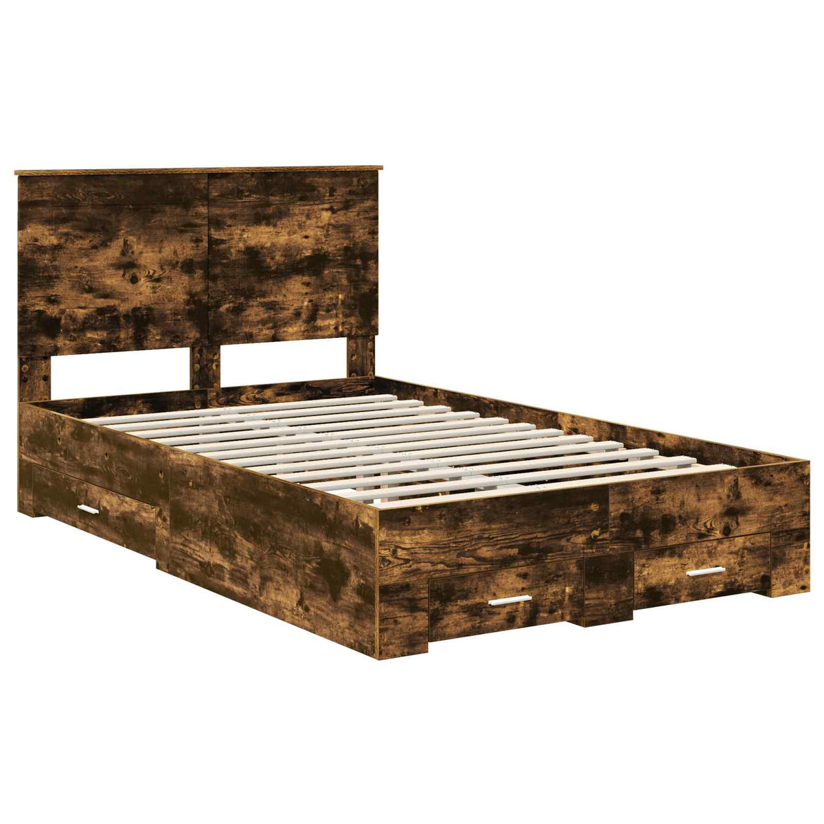 Bed Frame Engineered Wood Length 200 cm Smoked Oak 120 cm