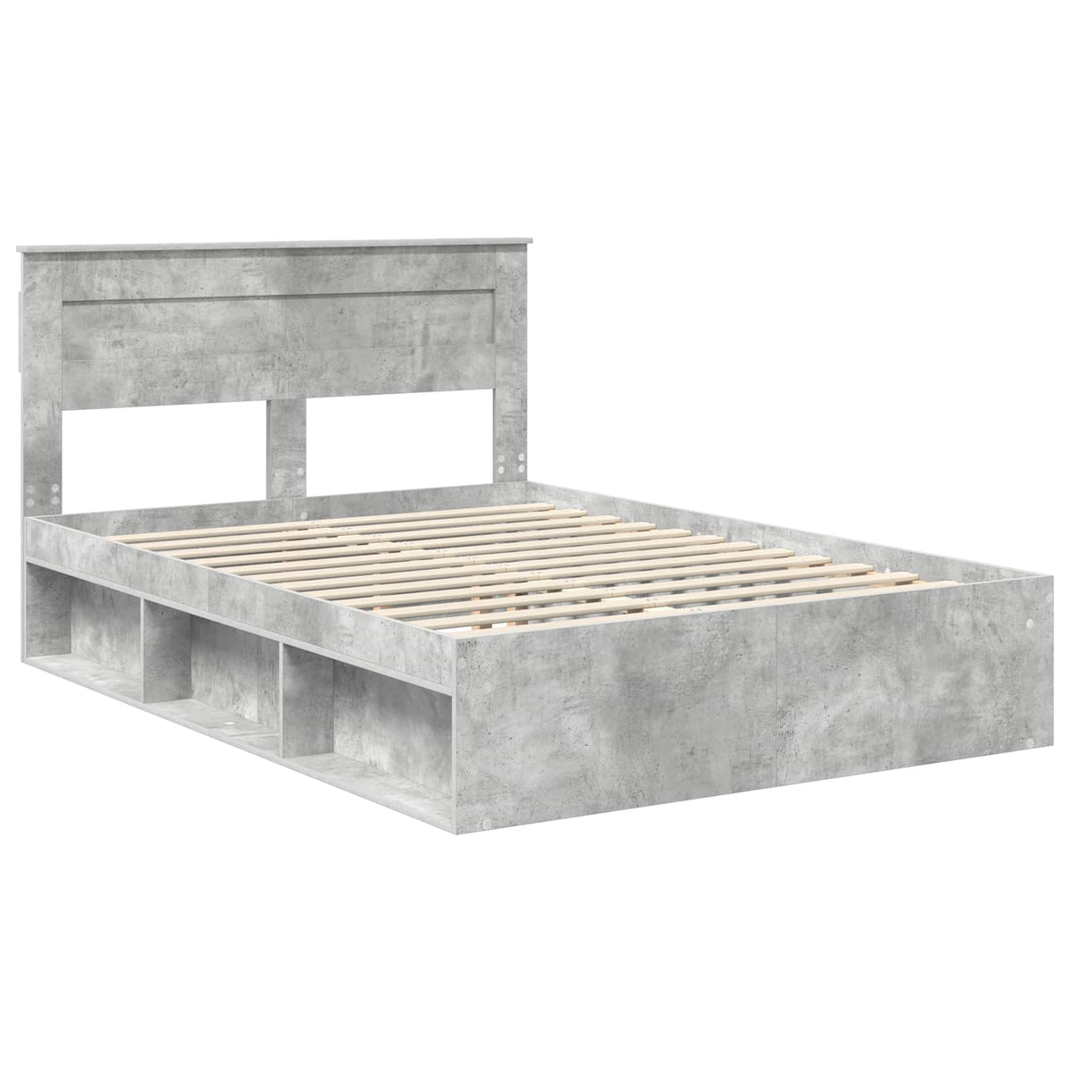 Bed Frame 140 x 190 cm Engineered Wood Concrete grey