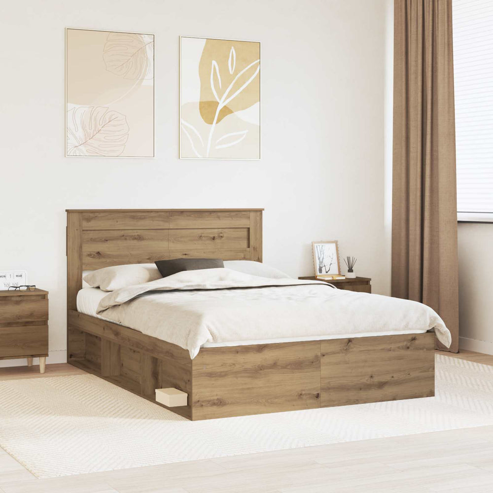 vidaXL Bed Frame 140 x 190 cm Engineered Wood