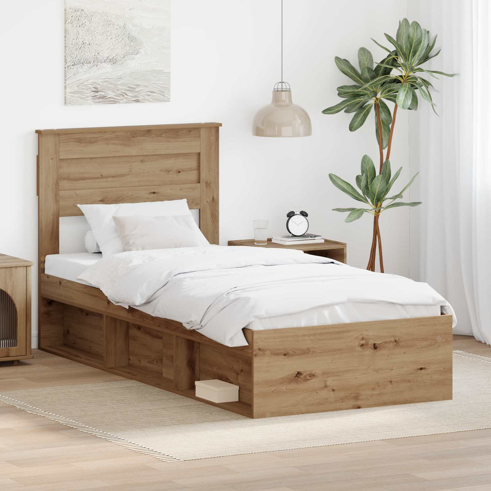 vidaXL Bed Frame Artisan-Eiche Engineered Wood Length 200 cm Artisan Oak