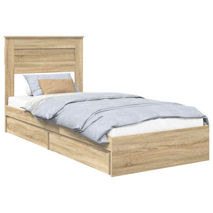 Storage Bed with Drawer Engineered Wood Length 190 cm Sonoma oak 75 cm