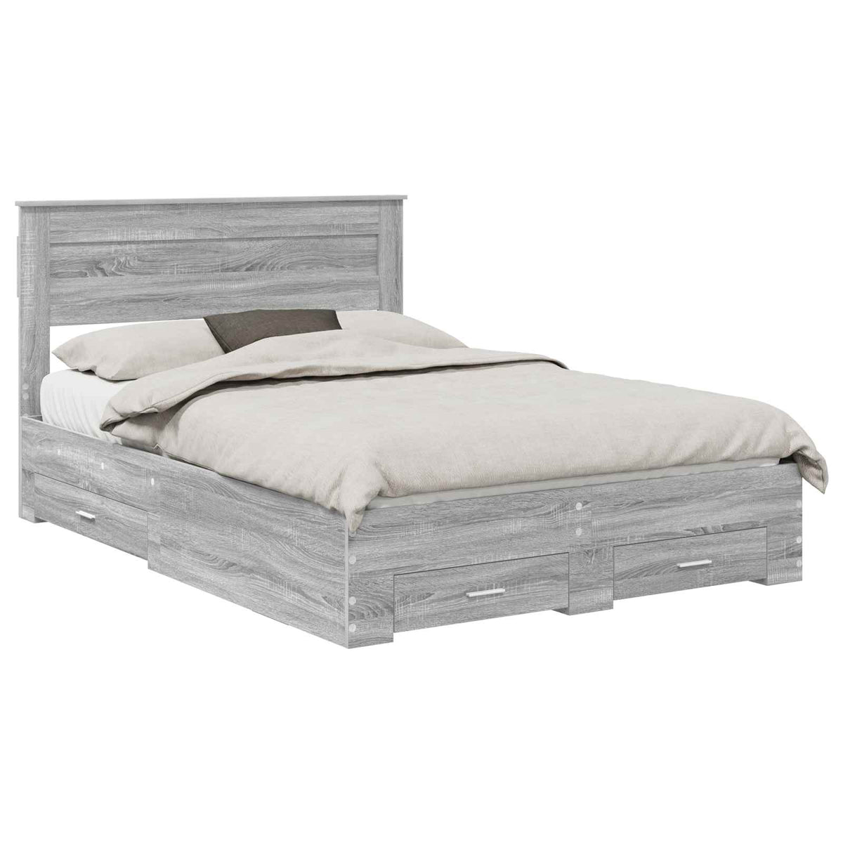 Bed Frame with Drawer 140 x 190 cm Engineered Wood Grey sonoma