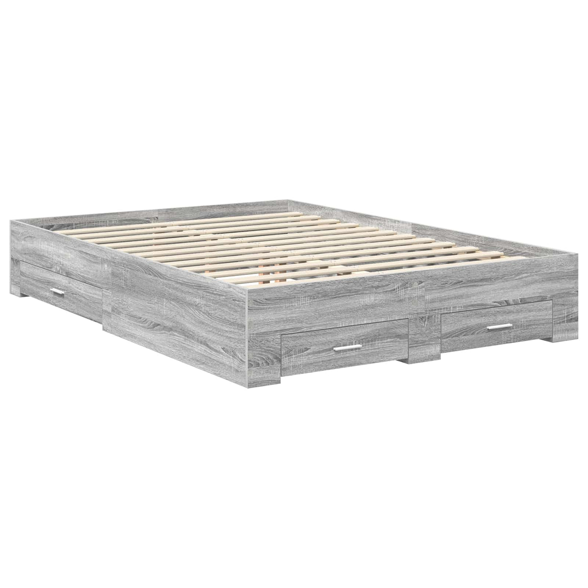 Bed Frame with Drawer 140 x 190 cm Engineered Wood Grey sonoma