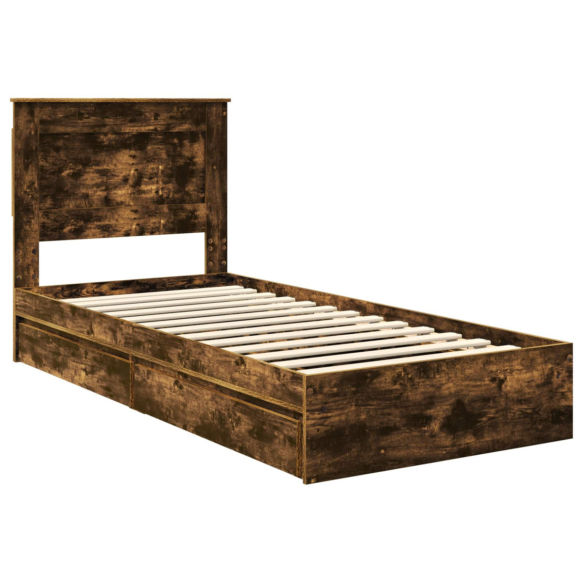 Storage Bed with Drawer Engineered Wood Length 200 cm Smoked oak 100 cm