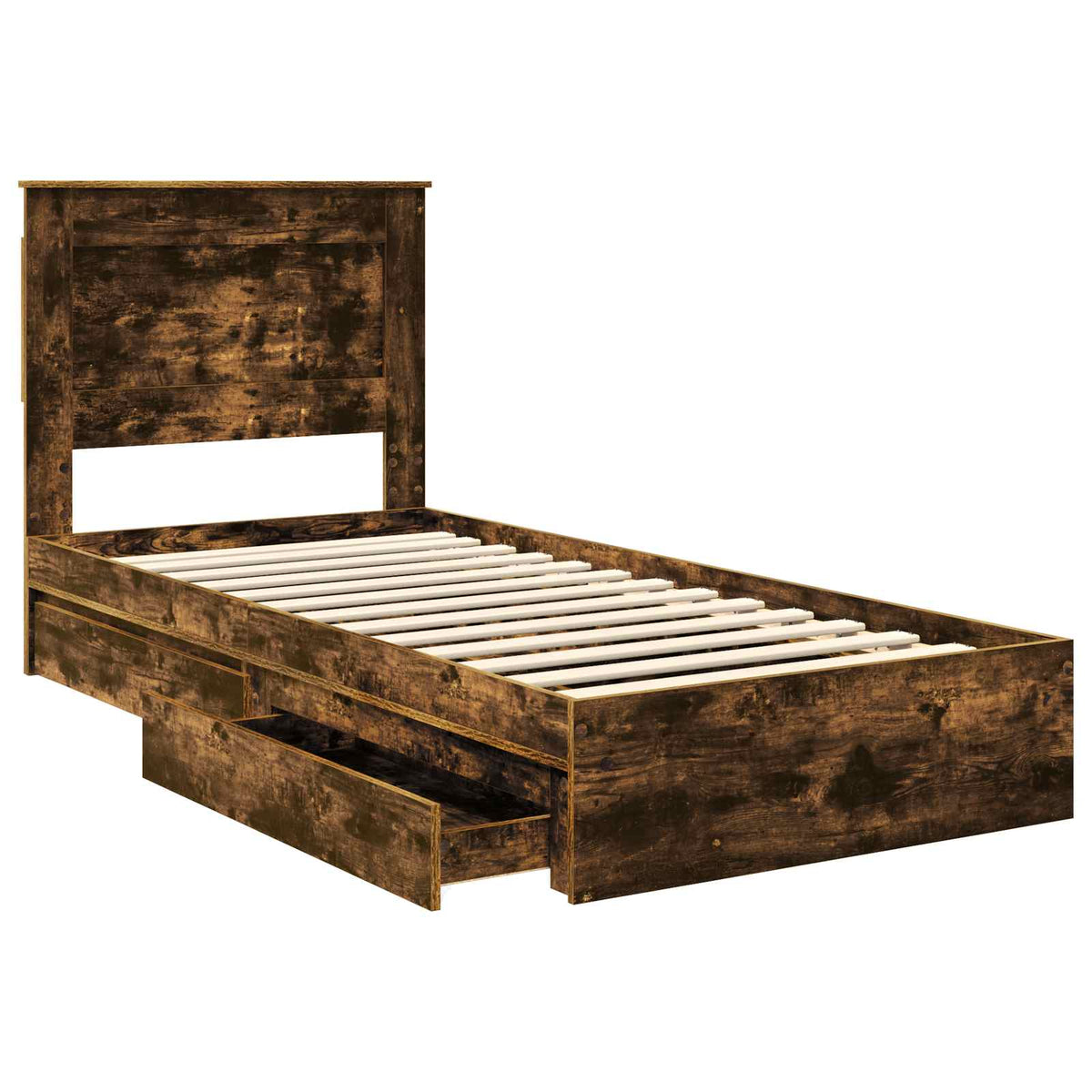 Storage Bed with Drawer Engineered Wood Length 200 cm Smoked oak 100 cm
