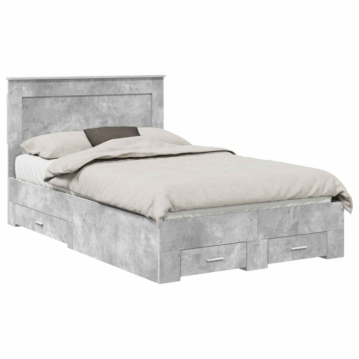 Bed Frame with Drawer 120 x 190 cm Engineered Wood Concrete grey