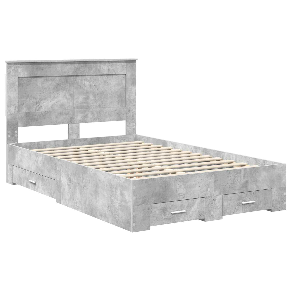 Bed Frame with Drawer 120 x 190 cm Engineered Wood Concrete grey