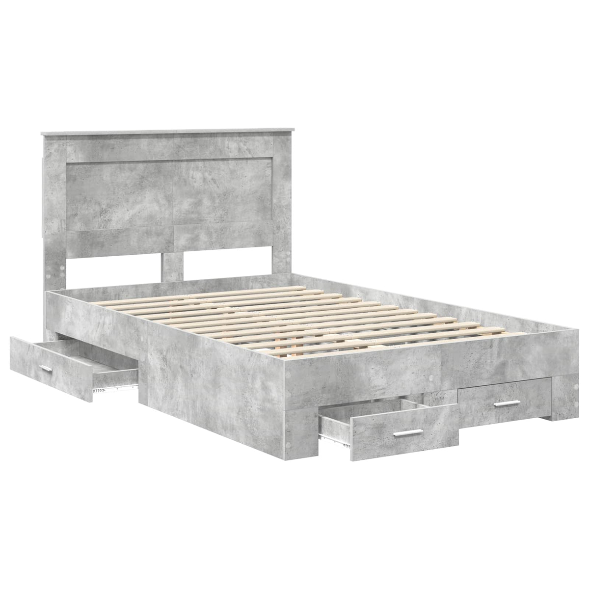 Bed Frame with Drawer 120 x 190 cm Engineered Wood Concrete grey