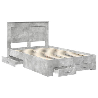 Bed Frame with Drawer 120 x 190 cm Engineered Wood Concrete grey