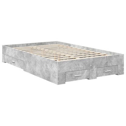 Bed Frame with Drawer 120 x 190 cm Engineered Wood Concrete grey