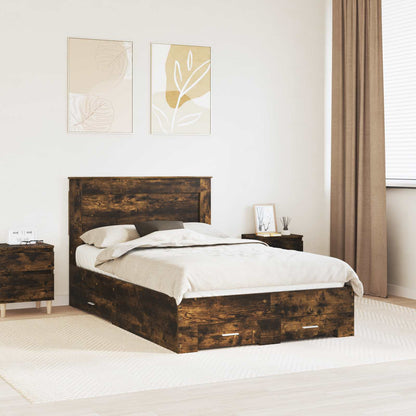 Bed Frame with Drawer 120 x 190 cm Engineered Wood Smoked oak