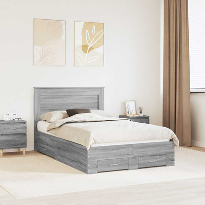 Bed Frame with Drawer Engineered Wood Length 200 cm Grey Sonoma 120 cm