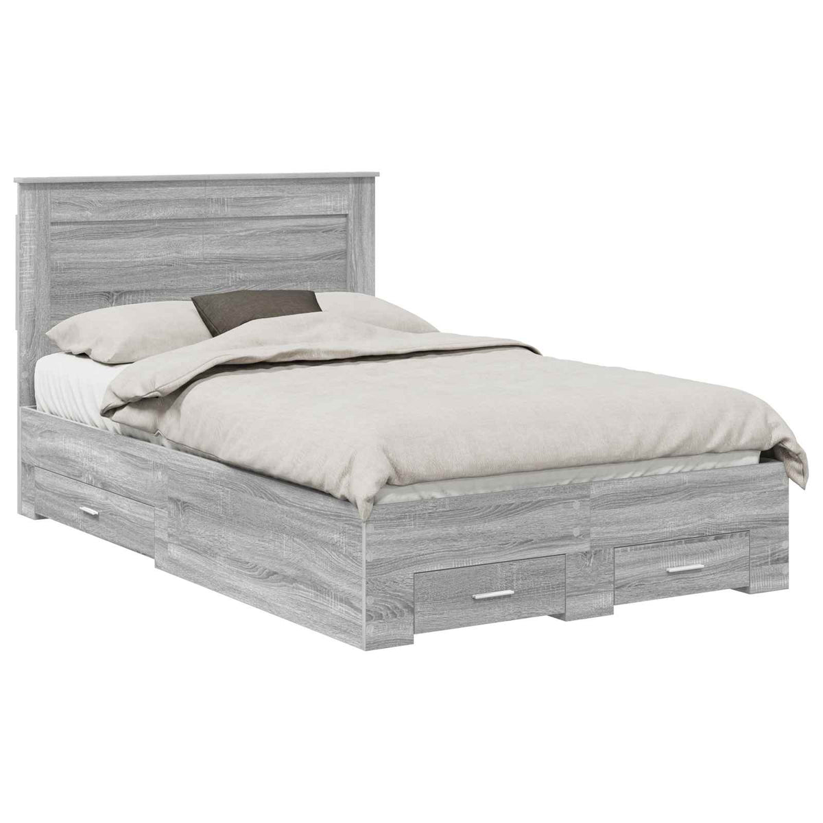 Bed Frame with Drawer Engineered Wood Length 200 cm Grey Sonoma 120 cm