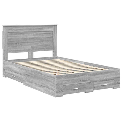 Bed Frame with Drawer Engineered Wood Length 200 cm Grey Sonoma 120 cm