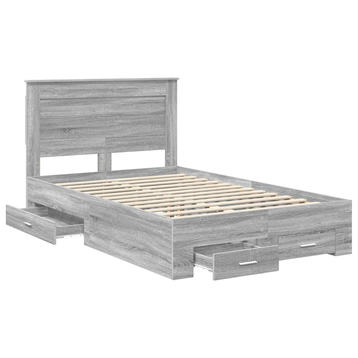 Bed Frame with Drawer Engineered Wood Length 200 cm Grey Sonoma 120 cm