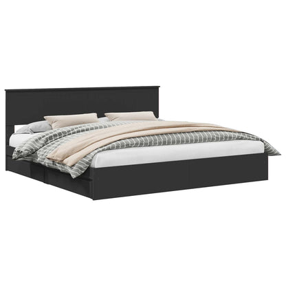vidaXL Storage Bed with Drawer Black 200 x 200 cm Engineered Wood 2