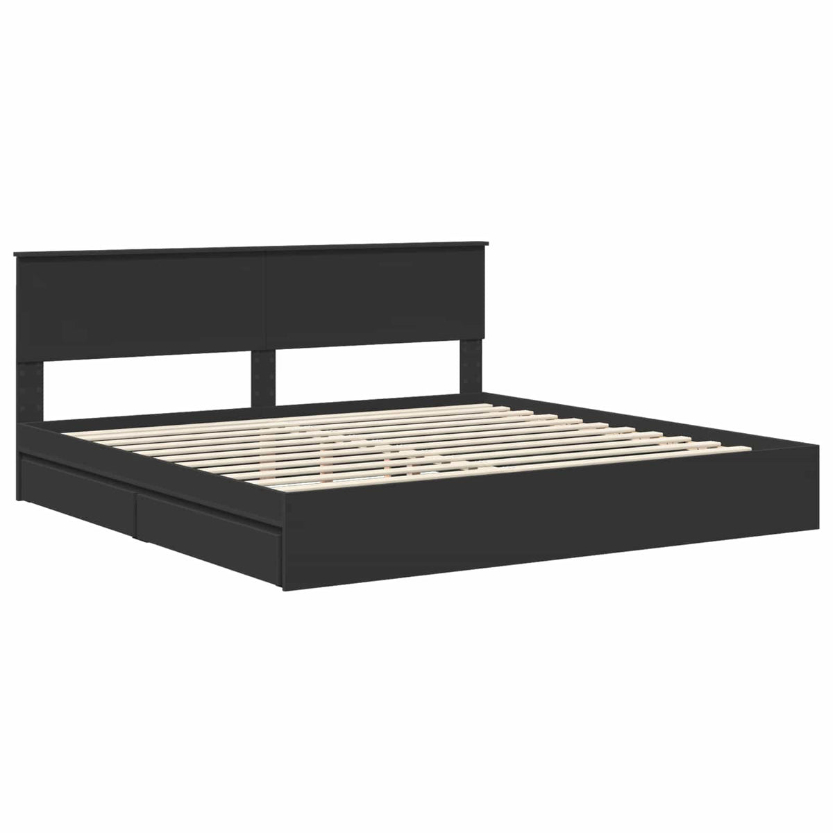 vidaXL Storage Bed with Drawer Black 200 x 200 cm Engineered Wood 4