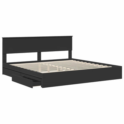 vidaXL Storage Bed with Drawer Black 200 x 200 cm Engineered Wood 5