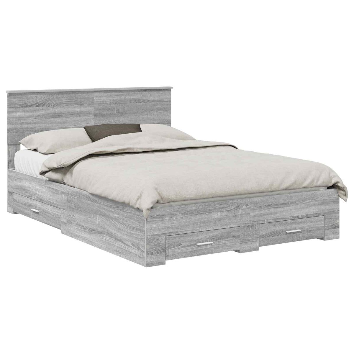 Bed Frame with Drawer 140 x 190 cm Engineered Wood Grey sonoma