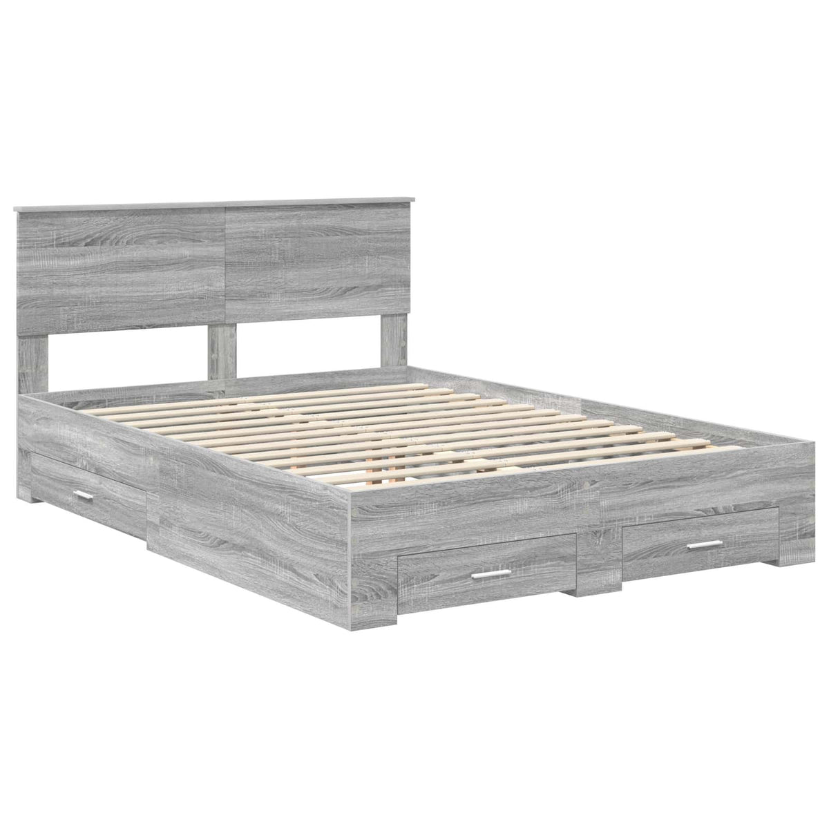 Bed Frame with Drawer 140 x 190 cm Engineered Wood Grey sonoma
